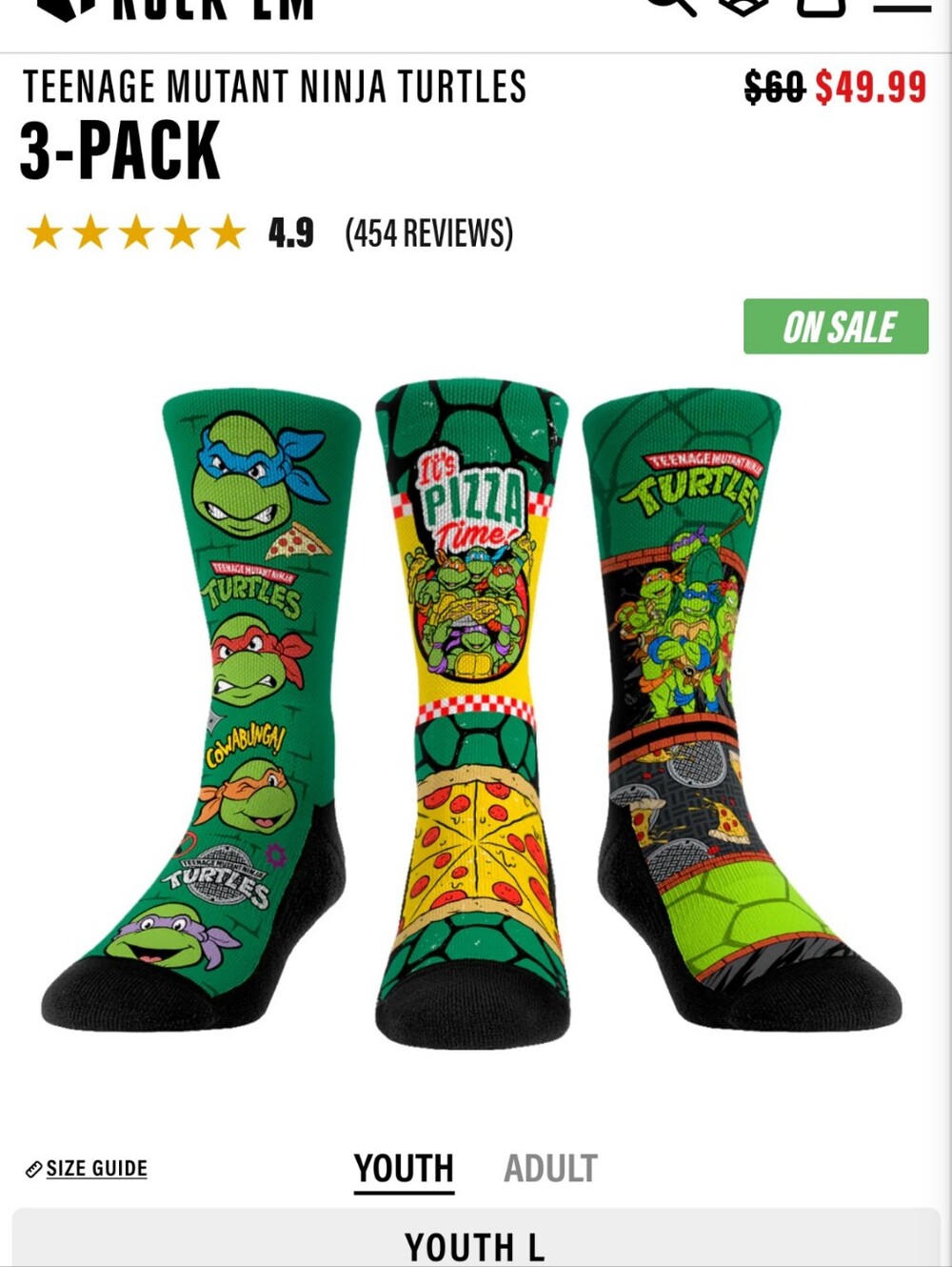 Rock'Em TMNT 3-Pack Youth Socks And Michelangelo Funkopop